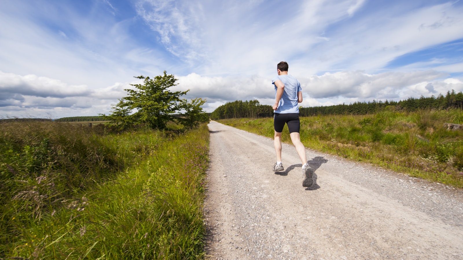 Runner on a fast road effort